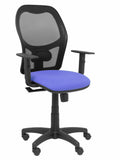 Silla Alocén malla negra asiento bali azul brazos regulables