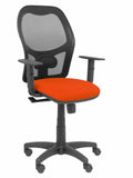 Silla Alocén malla negra asiento bali naranja brazos regulables