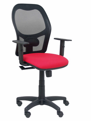 Silla Alocén malla negra asiento bali rojo brazos regulables