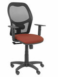 Silla Alocén malla negra asiento bali marrón brazos regulables