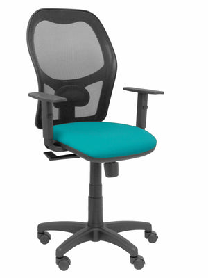 Silla Alocén malla negra asiento bali verde brazos regulables
