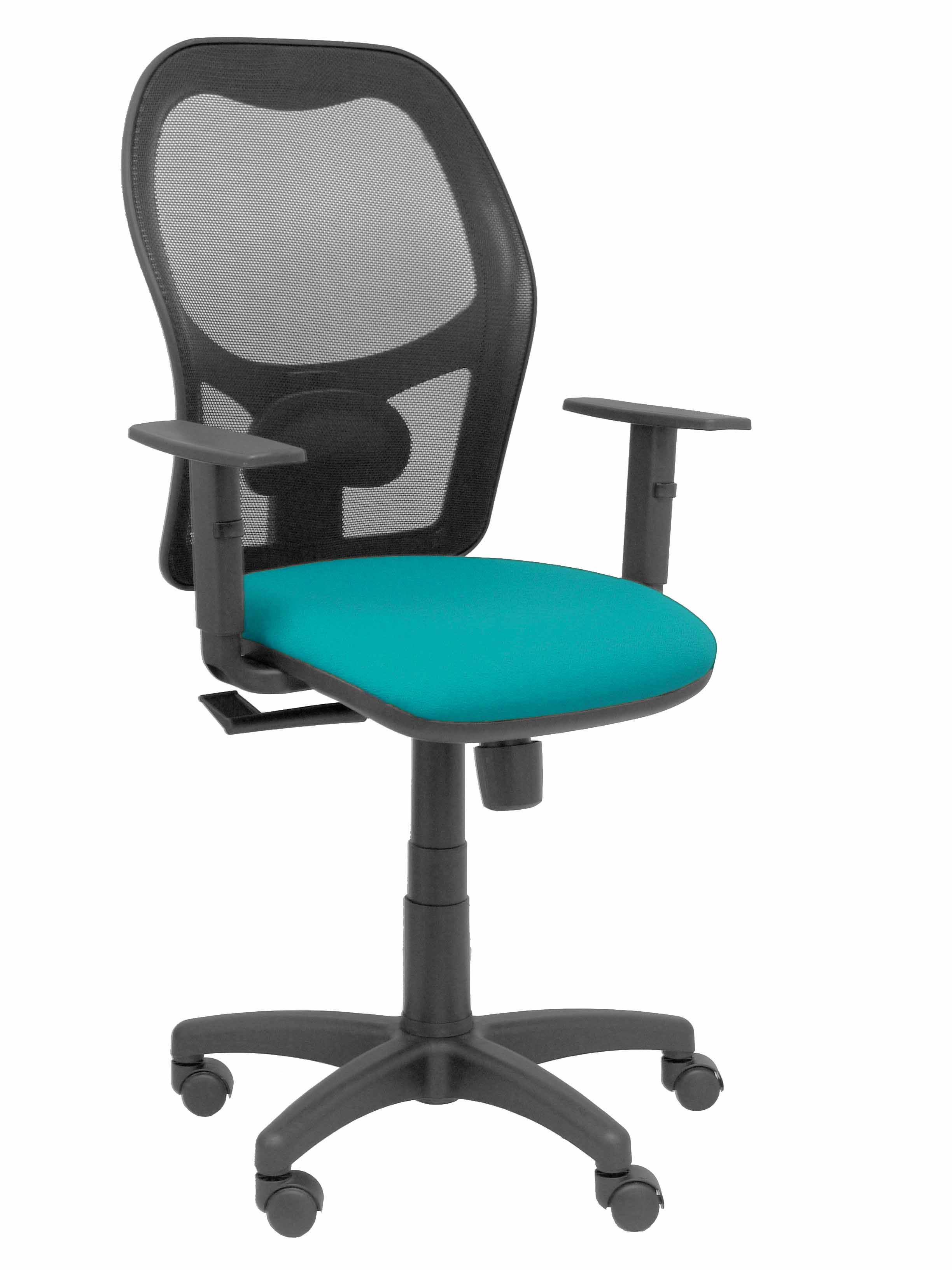 Silla Alocén malla negra asiento bali verde brazos regulables
