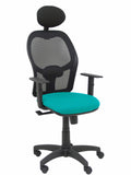Silla Alocén malla negra asiento bali turquesa brazos regulables cabecero fijo