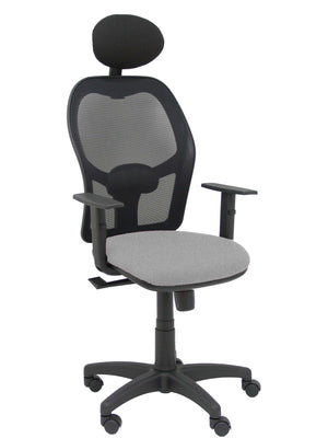 Silla Alocén malla negra asiento bali gris brazos regulables cabecero fijo