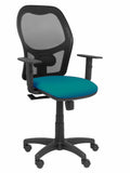Silla Alocén malla negra asiento bali verde brazos regulables