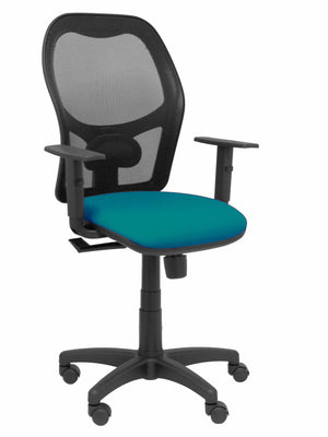 Silla Alocén malla negra asiento bali verde brazos regulables