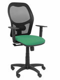 Silla Alocén malla negra asiento bali verde brazos regulables