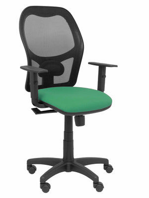 Silla Alocén malla negra asiento bali verde brazos regulables