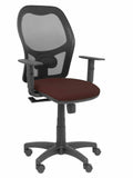 Silla Alocén malla negra asiento bali marrón oscuro brazos regulables