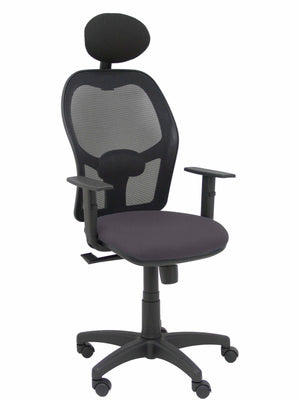 Silla Alocén malla negra asiento bali gris oscuro brazos regulables cabecero fijo