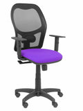 Silla Alocén malla negra asiento bali lila brazos regulables