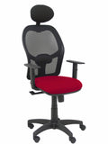 Silla Alocén malla negra asiento bali granate brazos regulables cabecero fijo