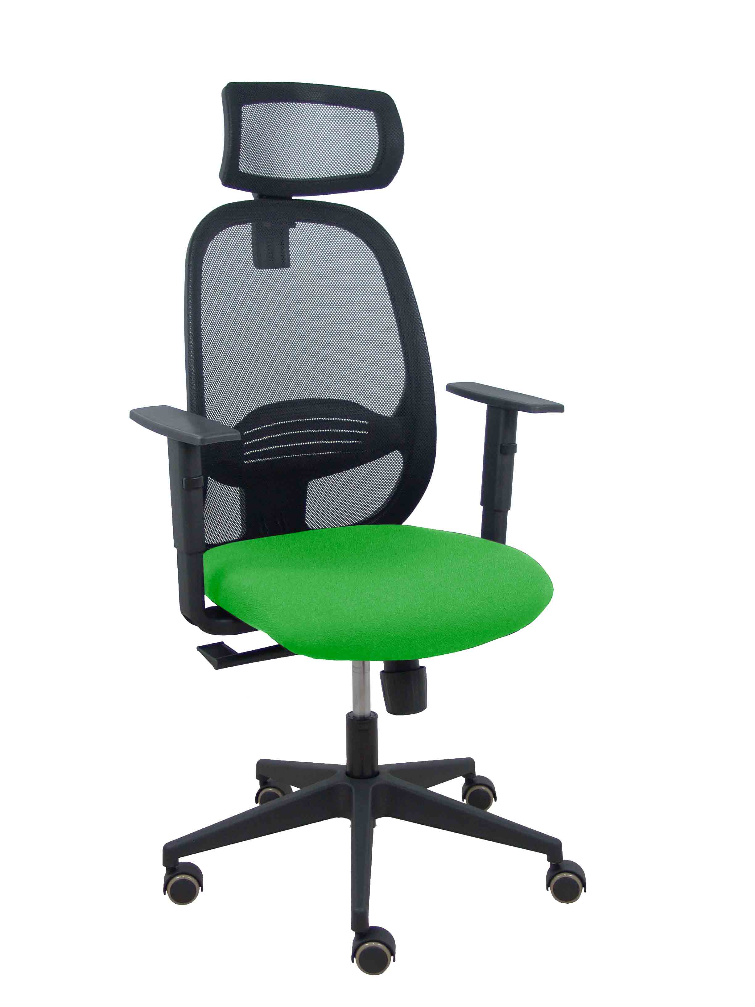 Silla Cilanco negra malla negra asiento bali verde brazo regulable cabecero regulable