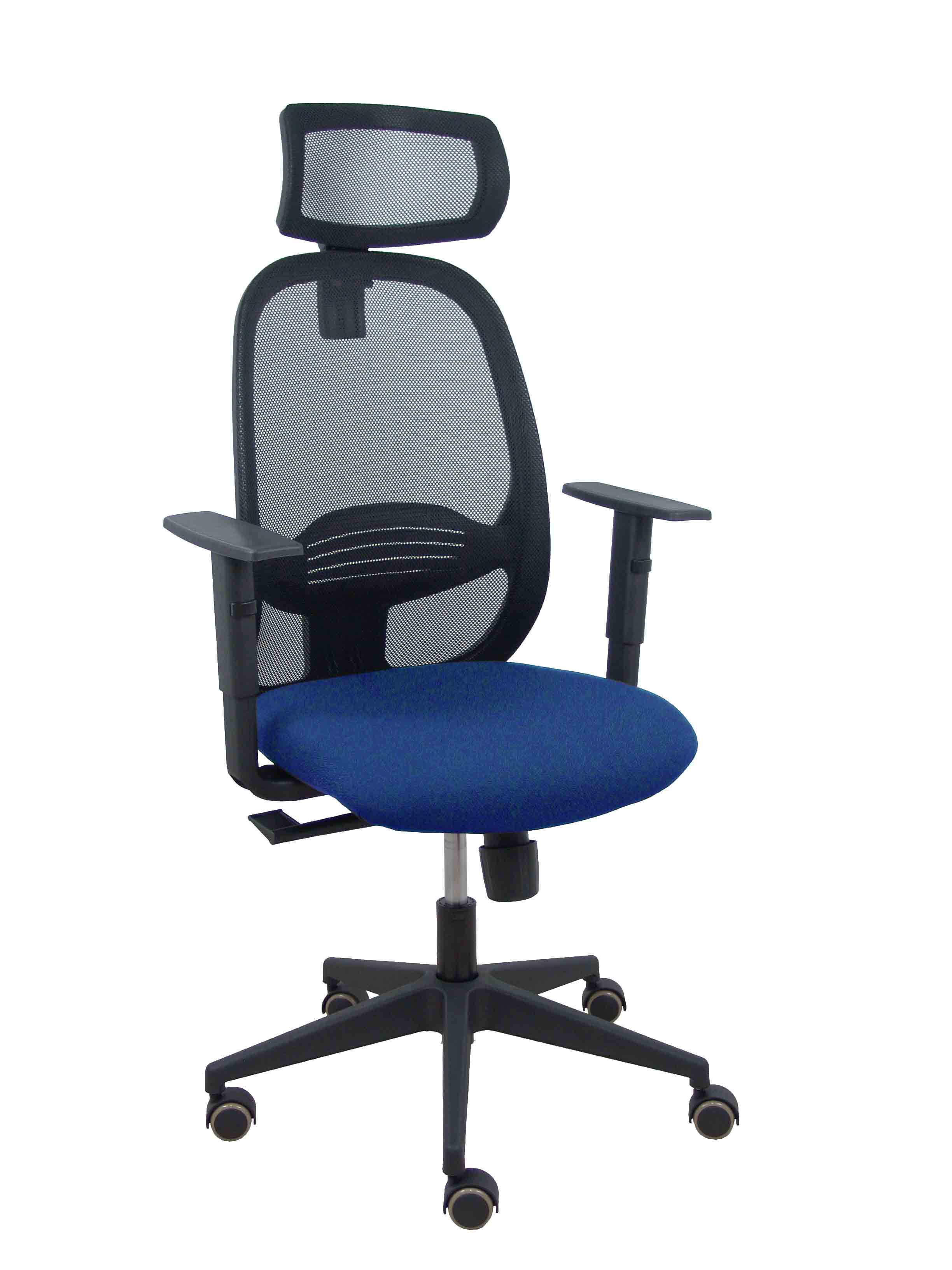 Silla Cilanco negra malla negra asiento bali azul marino brazo regulable cabecero regulable