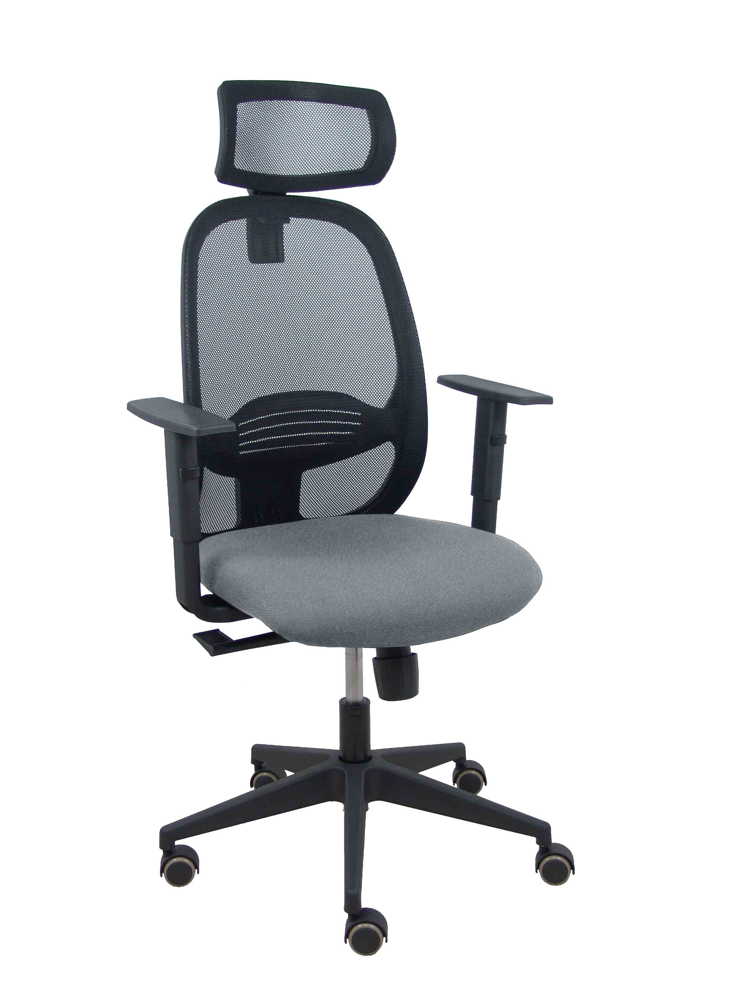 Silla Cilanco negra malla negra asiento bali gris brazo regulable cabecero regulable