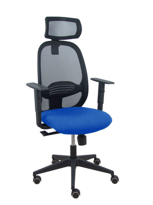 Silla Cilanco negra malla negra asiento bali azul brazo regulable cabecero regulable