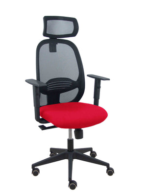 Silla Cilanco negra malla negra asiento bali rojo brazo regulable cabecero regulable