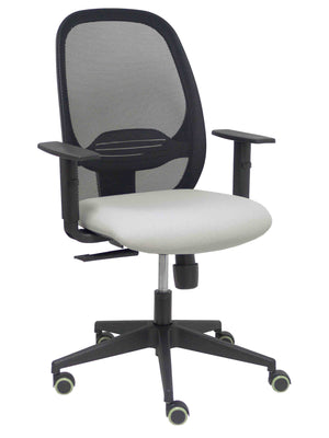 Silla Cilanco negra malla negra asiento bali gris brazo regulable.