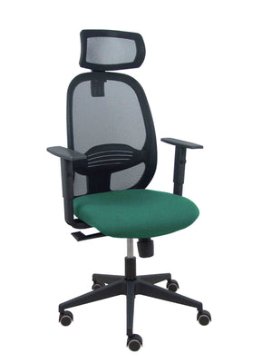 Silla Cilanco negra malla negra asiento bali verde botella brazo regulable cabecero regulable