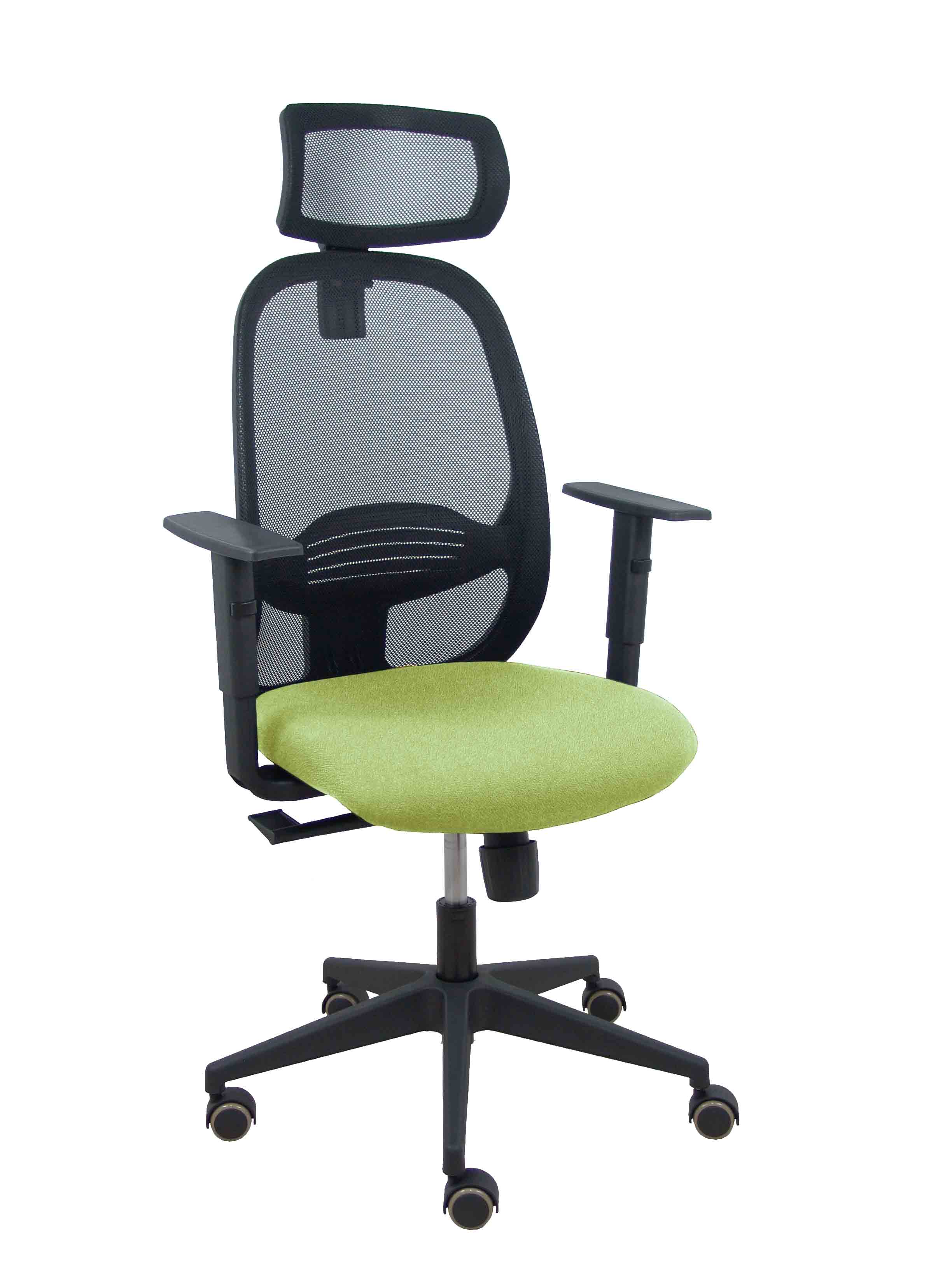 Silla Cilanco negra malla negra asiento bali verde oliva brazo regulable cabecero regulable