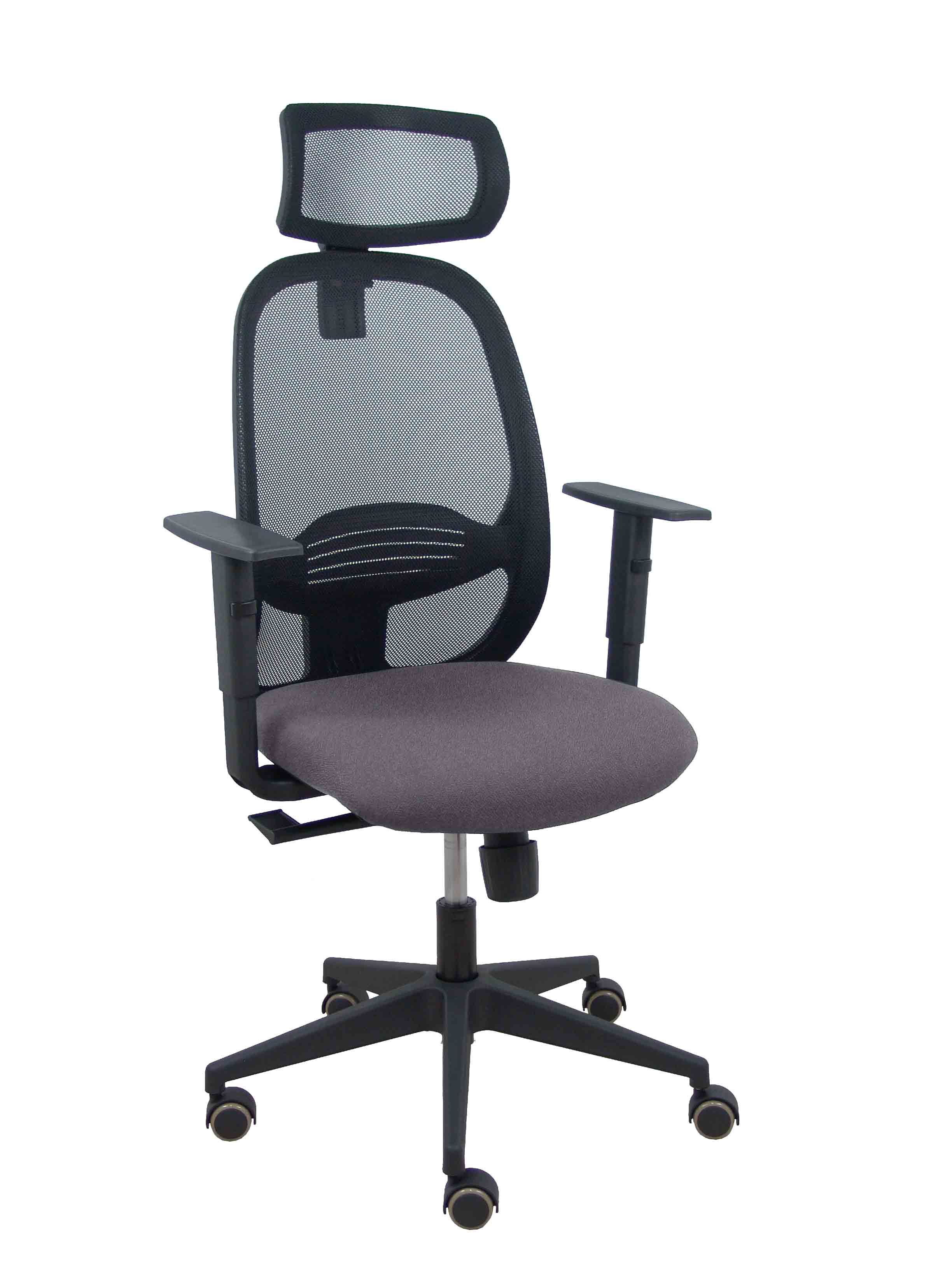 Silla Cilanco negra malla negra asiento bali gris oscuro brazo regulable cabecero regulable