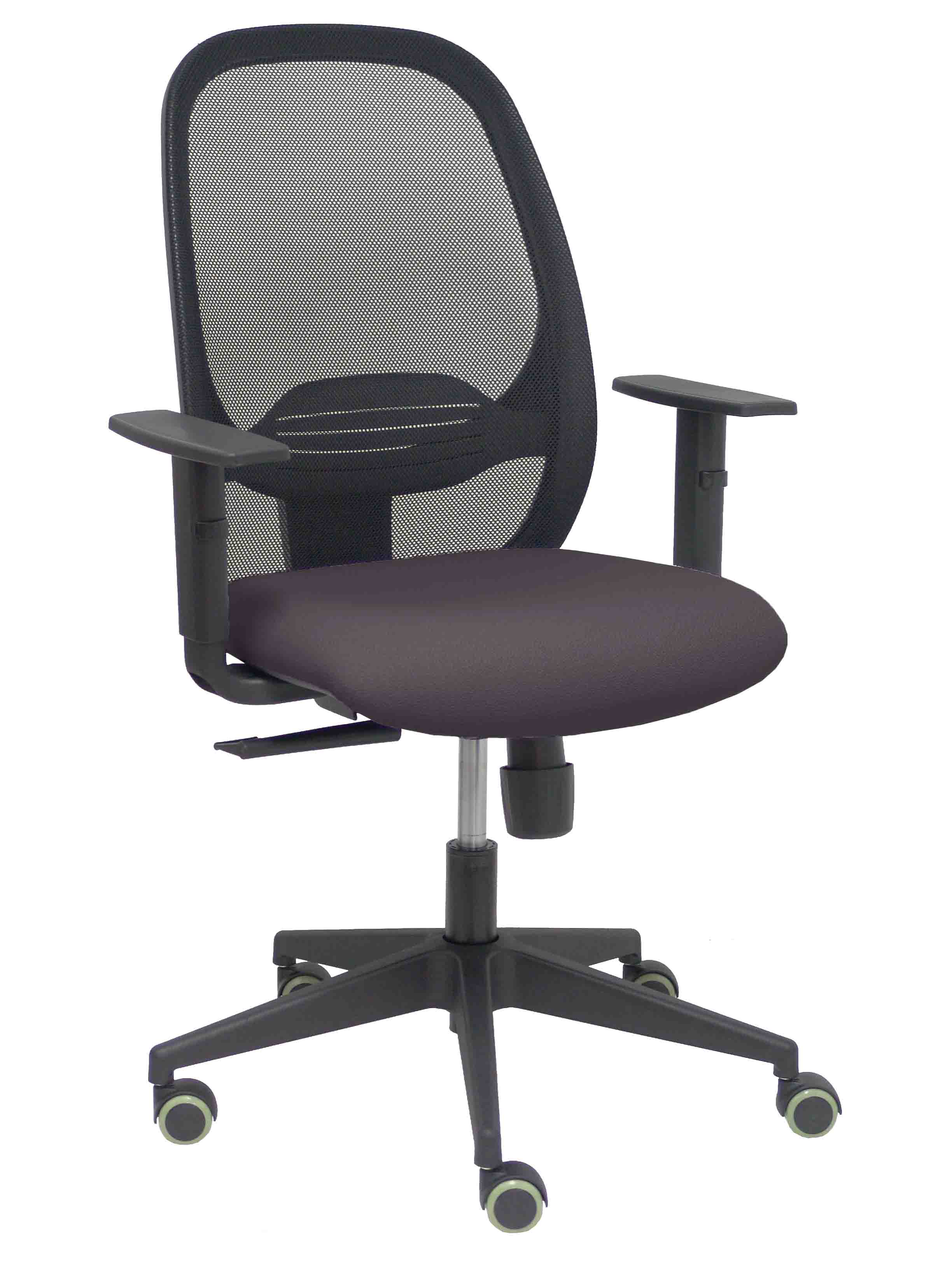 Silla Cilanco negra malla negra asiento bali gris oscuro brazo regulable