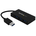 Ladrón Hub USB 3.0 de 4 Puertos - 5Gbps - Concentrador de 3 Puertos USB-A y 1 Puerto USB-C - Incluye Adaptador de Alimentación