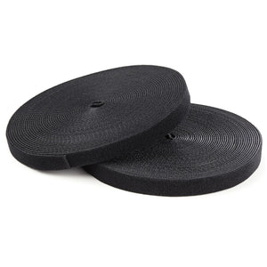 Bobina de 7,6m de Gancho y Bucle - Tiras Reutilizables de Gancho y Bucle - Cinta Sujetacables - Envolturas Ajustables de Tela para Gestión de Cableado - Negro