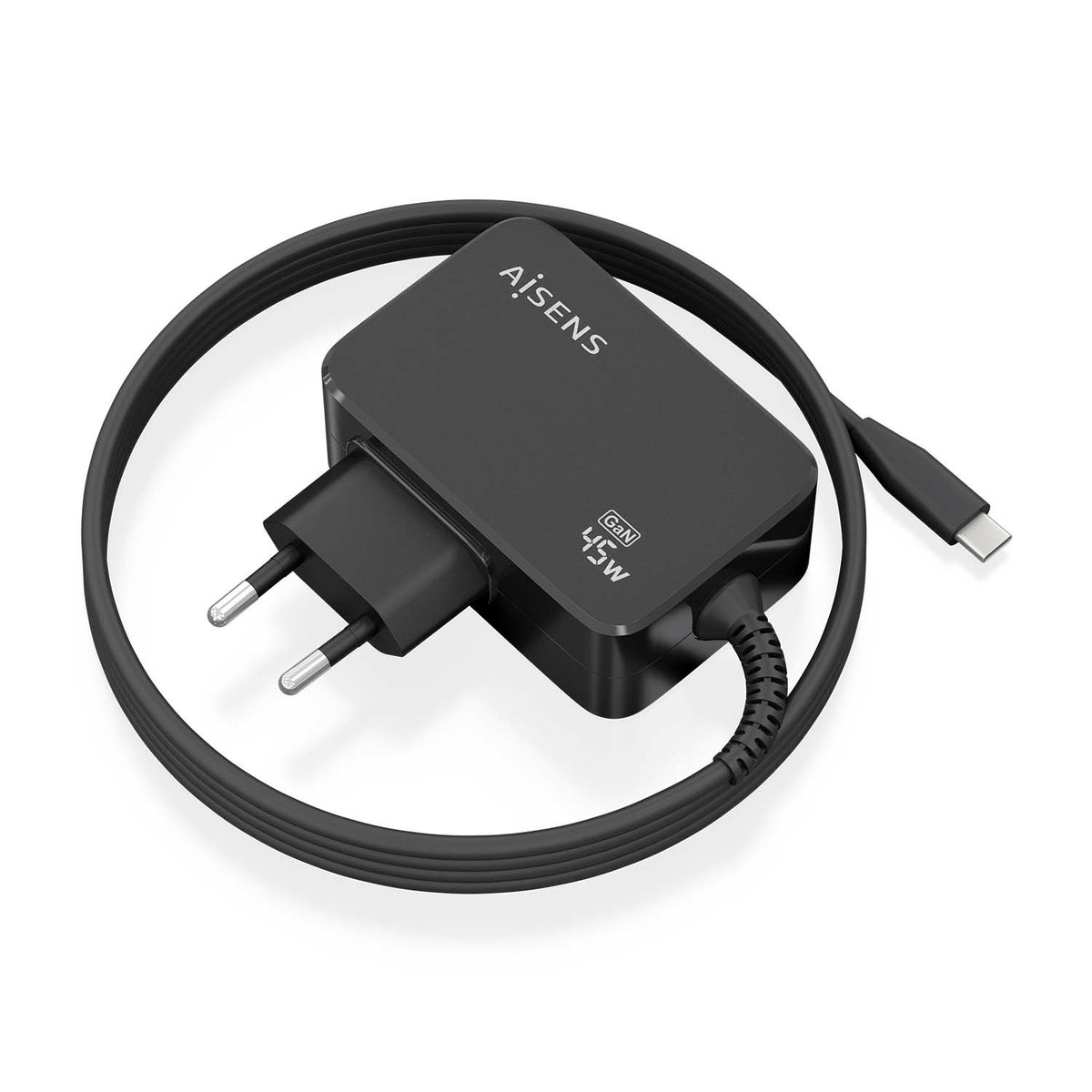 Cargador GaN 45W PD3.0 1xUSB-C 1.8m, Negro