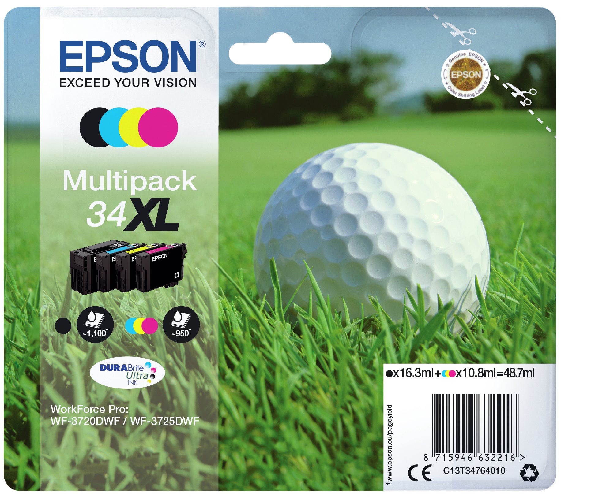 Golf ball Tinta multipack 4 colores 34XL DURABrite Ultra Pelota de golf