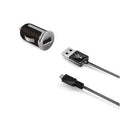 CCUSBMICRO cargador de dispositivo móvil Smartphone, Tableta Negro, Plata Encendedor de cigarrillos Auto