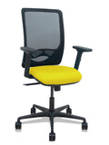 Silla Zulema sincro malla negra asiento bali amarillo brazos 2D ruedas 65mm