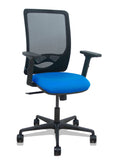 Silla Zulema sincro malla negra asiento bali azul brazos 2D ruedas 65mm