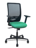 Silla Zulema sincro malla negra asiento bali verde esmeralda brazos 2D ruedas 65mm