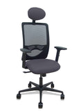 Silla Zulema sincro malla negra asiento bali gris oscuro brazos 2D ruedas 65mm cabecero