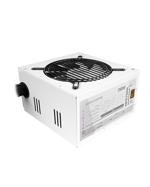 MPB750, Fuente Alimentación PC 750W ATX, 6 Años Garantía, 80Plus Bronze 230V EU, 90% Eficiencia, Ventilador FDB 120mm con Tecnología AI-RPM y Sistema Antivibración, Blanco