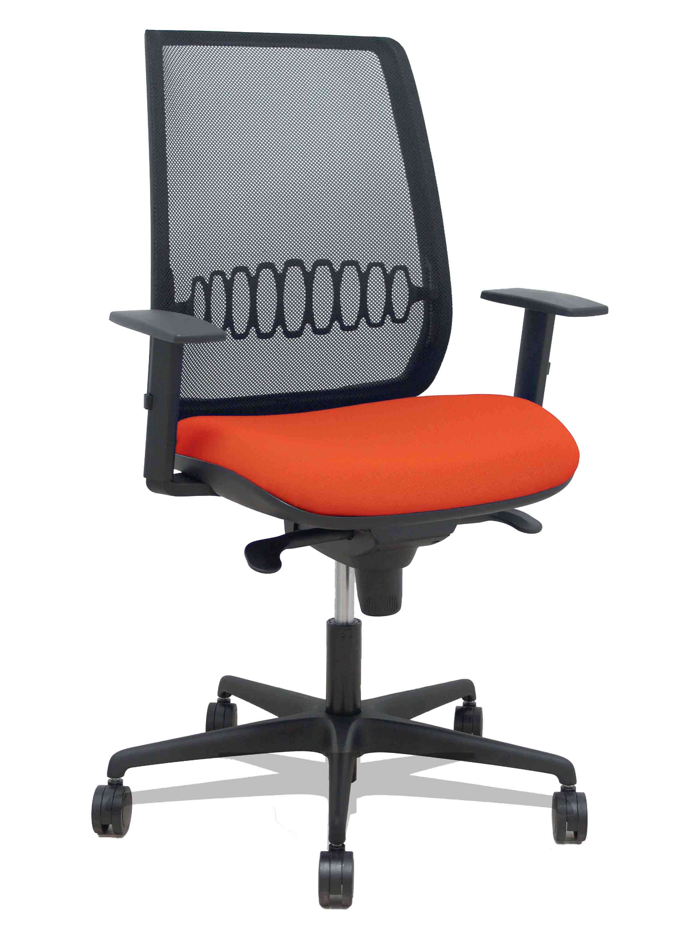 Silla Alares sincro malla negra bali naranja oscuro brazo regulable