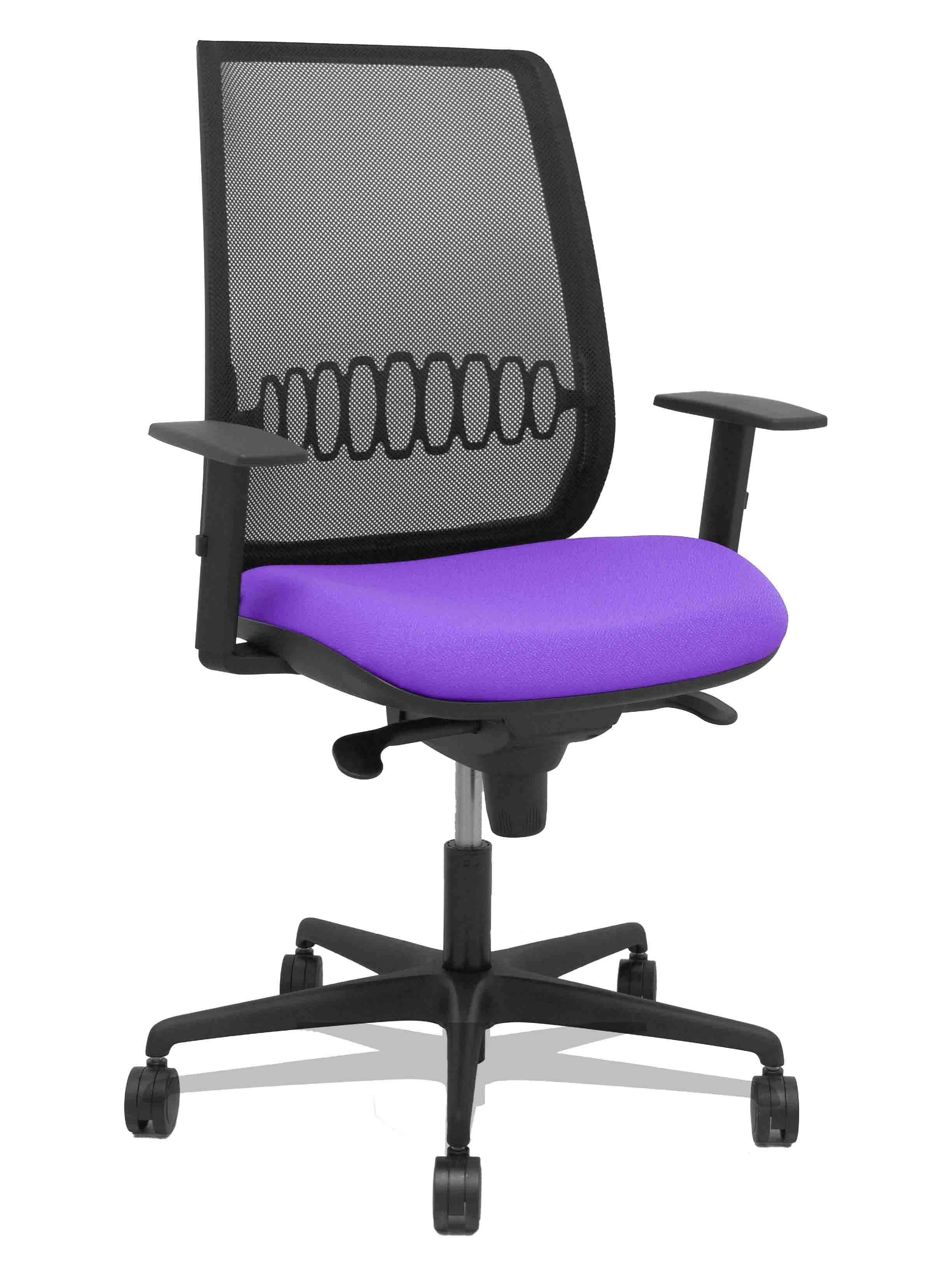 Silla Alares sincro malla negra bali lila brazo regulable