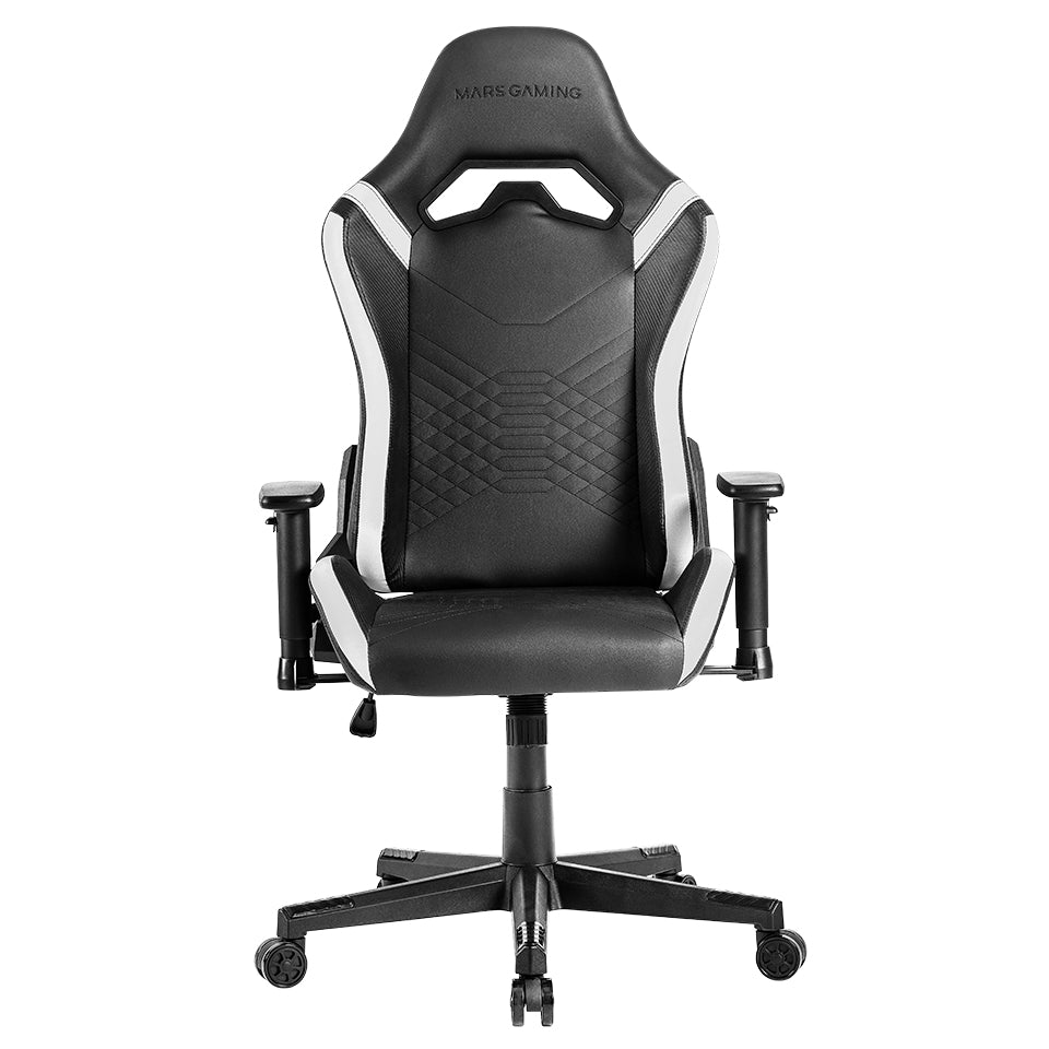 MGC-PRO, Silla Gaming Profesional, Acabado Cuero PU, Reposabrazos 2D y Respaldo Reclinable 135°, Cojines Lumbar y Cervical Soft-Touch, Ruedas XL y Pistón Gas Clase 4, Blanco