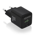 Cargador GaN 20W, 1xUSB-C PD3.0 QC4.0, 1xUSB-A QC3.0, Negro