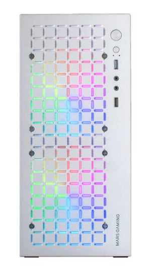 MC-CORE, Caja Gaming Compacta MicroATX, Diseño Frontal Metal-Mesh, Ventana Lateral Completa, 2x Ventiladores FRGB 120mm, Blanco
