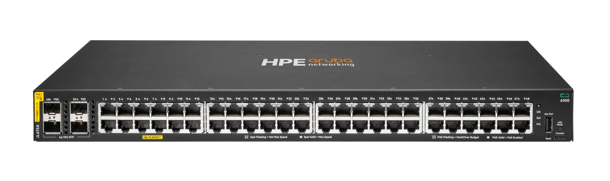 Aruba Networking CX 6100 48G Class4 PoE 4SFP+ 370W Switch