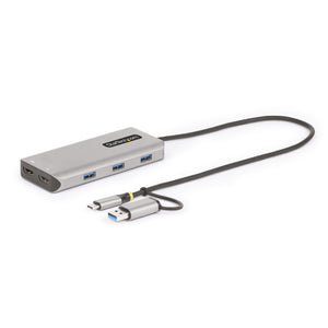 Adaptador Multipuertos USB-C - HDMI Doble (4K30Hz/1080p60Hz) - Hub Ladrón 3x USB-A - Mini Docking Station de Viajes - Docking Station USB Tipo C con Cable Integrado de 40cm