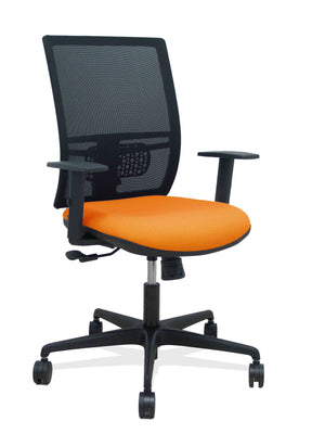 Silla Yunquera sincro malla negra bali naranja brazo regulable