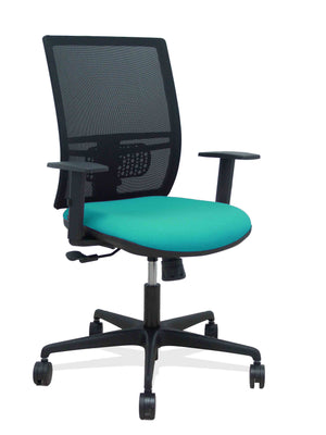 Silla Yunquera sincro malla negra bali turquesa brazo regulable