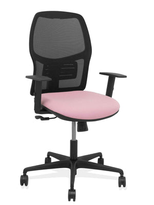Silla Yunquera sincro malla negra bali rosa brazo regulable