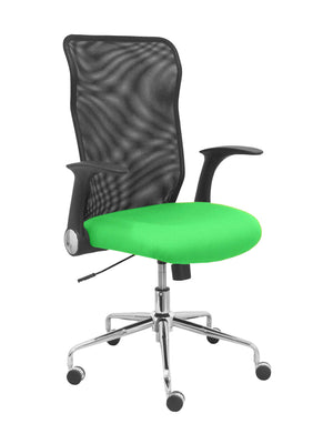 Silla Minaya respaldo malla negro asiento bali verde pistacho
