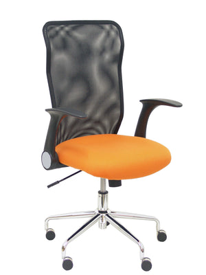 Silla Minaya respaldo malla negro asiento bali naranja