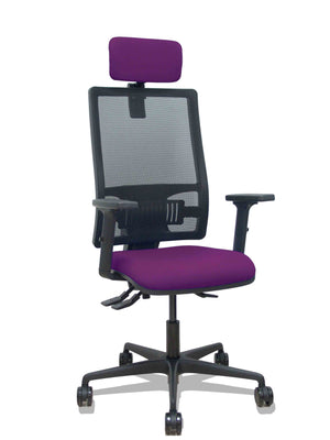 Silla Bormate asincro malla negra asiento bali morado brazos 2D ruedas 65mm cabecero regulable