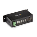 Hub Concentrador USB 2.0 de 7 Puertos - Ladrón USB Industrial de Metal con Protección ESD y Protección de Picos de 350W - de Montaje en Carril DIN, Pared o Escritorio - TAA